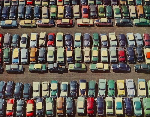 Parking lot full of classic cars. Courtesy of Flickr and Bing Image Search.
