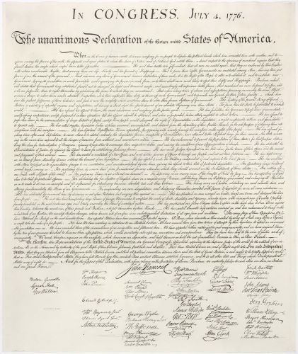 The U.S. Declaration of Independence from a version of the 1823 William Stone facsimile via Wikipedia and in the Public Domain.