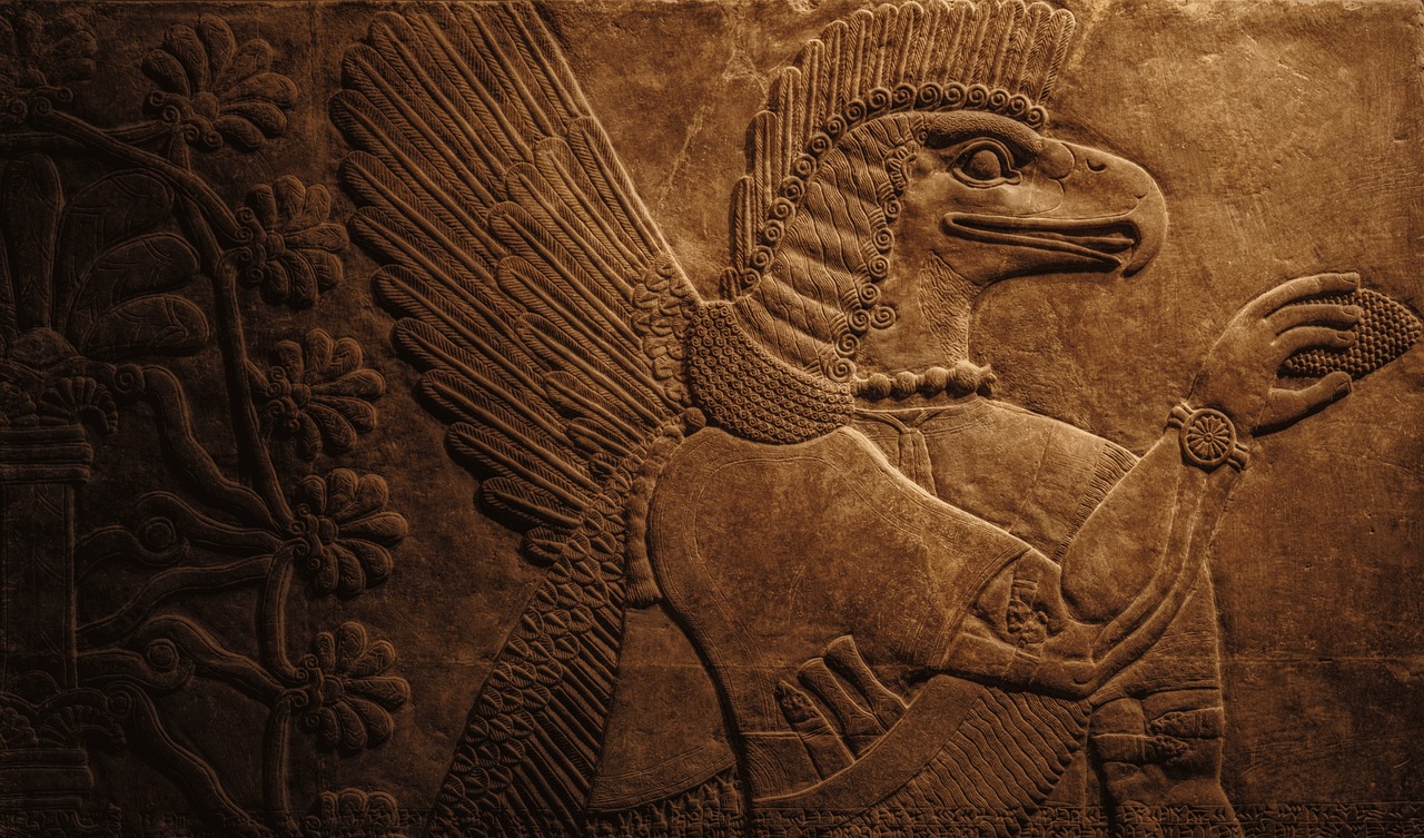 Ancient Mesopotamian carving image by Daniel from Pixabay: https://pixabay.com/photos/mesopotamia-ancient-assyrian-7362893/